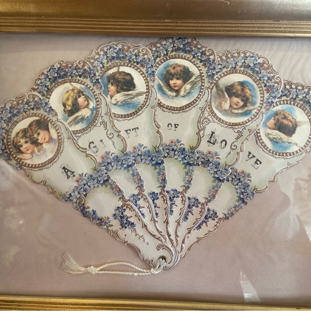 Antique Victorian Die-Cut Valentine “A Gift of Love” – Framed (11 x 14)